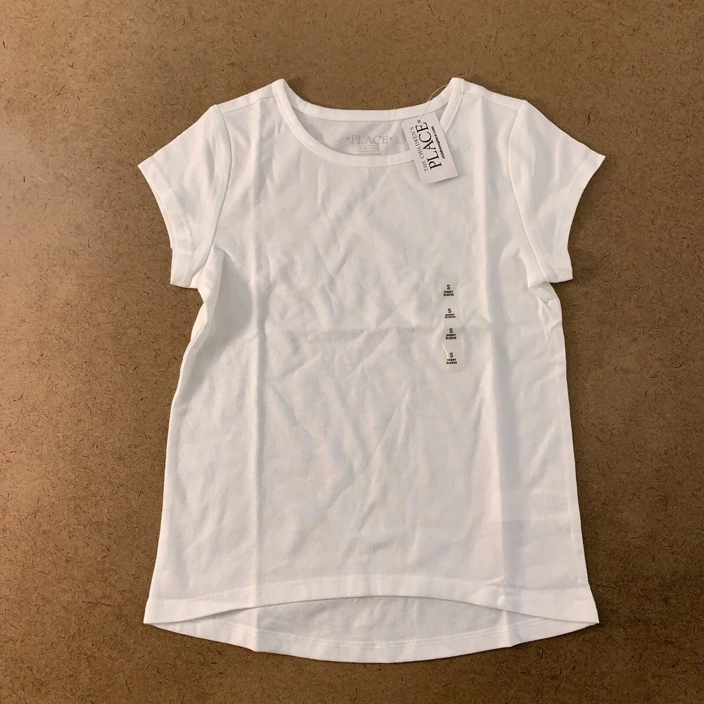 The Children's Place Girls Size Small 5/6 Purple White Basic Layering Tees NWT